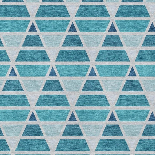 8x10 Teal Turquoise Geometric Polyester Area Rug Stain Resistant Indoor Outdoor