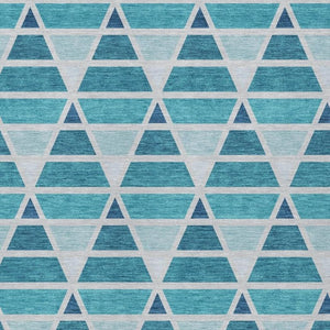 10 X 14 Teal Turquoise Geometric Polyester Area Rug Washable Patio Porch Living