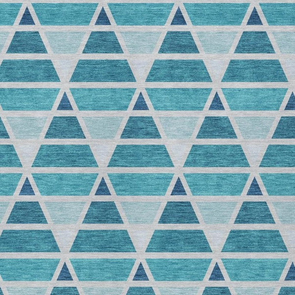 10 X 14 Teal Turquoise Geometric Polyester Area Rug Washable Patio Porch Living