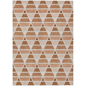 HomeRoots 8 X 10 Rust Geometric Polyester Area Rug Washable Stain Resistant Patio Porch 739514