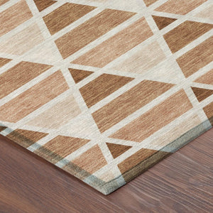 8 X 10 Rust Geometric Polyester Area Rug Washable Stain Resistant Patio Porch