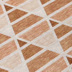8 X 10 Rust Geometric Polyester Area Rug Washable Stain Resistant Patio Porch