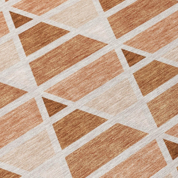 8 X 10 Rust Geometric Polyester Area Rug Washable Stain Resistant Patio Porch