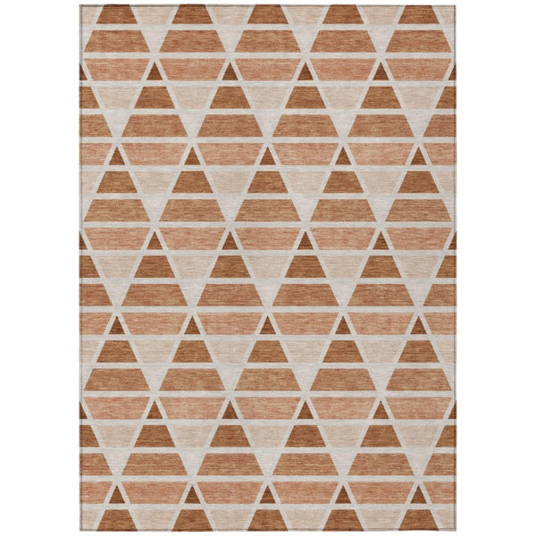 HomeRoots 9 X 12 Orange Rust Geometric Polyester Area Rug Washable for Patio or Living Room 739515