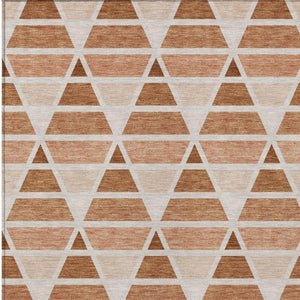 9 X 12 Orange Rust Geometric Polyester Area Rug Washable for Patio or Living Room