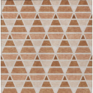 9 X 12 Orange Rust Geometric Polyester Area Rug Washable for Patio or Living Room
