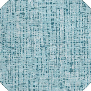 8 Ft Round Aqua Teal Abstract Polyester Rug Washable for Indoor Outdoor Spaces