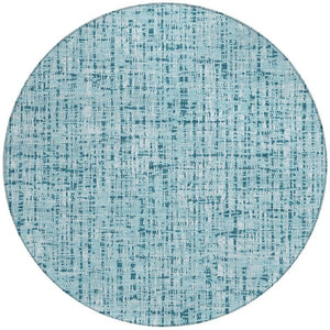 8 Ft Round Aqua Teal Abstract Polyester Rug Washable for Indoor Outdoor Spaces
