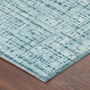 8 Ft Round Aqua Teal Abstract Polyester Rug Washable for Indoor Outdoor Spaces