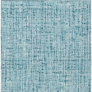 8 X 10 Aqua Teal Abstract Polyester Area Rug Washable for Patio Porch or Living Room