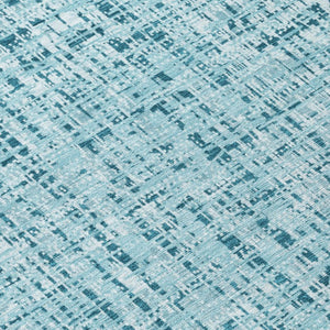 8 X 10 Aqua Teal Abstract Polyester Area Rug Washable for Patio Porch or Living Room