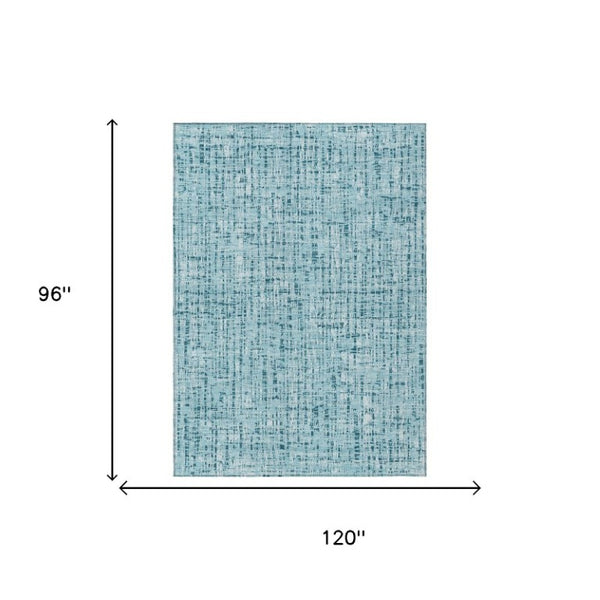8 X 10 Aqua Teal Abstract Polyester Area Rug Washable for Patio Porch or Living Room