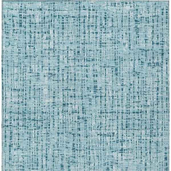10 X 14 Abstract Aqua Teal Polyester Area Rug Stain Resistant Indoor Outdoor Use