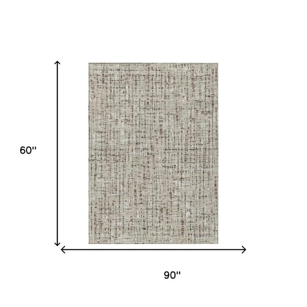 5 X 8 Abstract Beige Brown Polyester Area Rug Washable Stain Resistant Indoor Outdoor