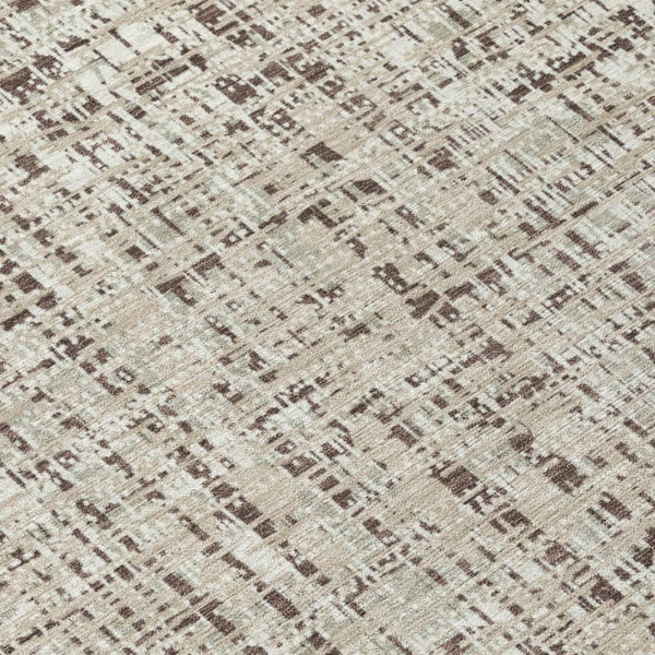9x12 Abstract Polyester Area Rug Washable Stain Resistant Indoor Outdoor Beige Brown