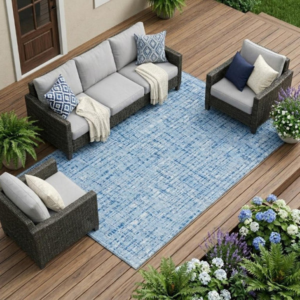 10 Ft X 14 Ft Abstract Washable Polyester Area Rug for Indoor Outdoor Spaces