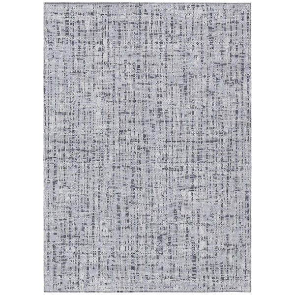 HomeRoots 5x8 Abstract Ivory Gray Polyester Area Rug Washable Stain Resistant Indoor Outdoor 739542