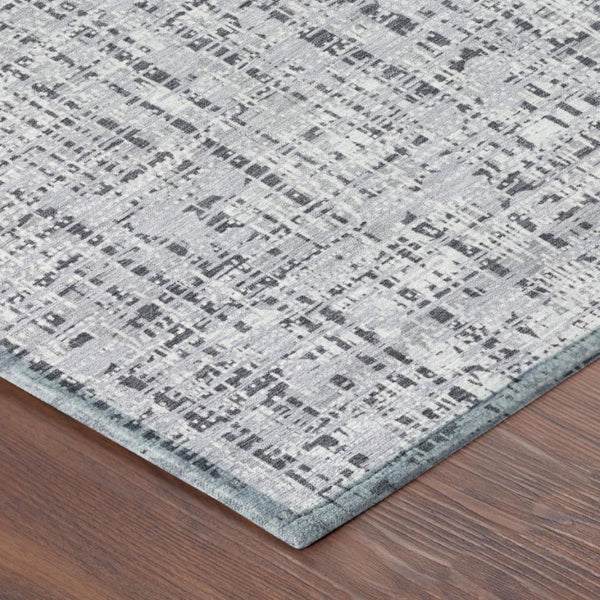 5x8 Abstract Ivory Gray Polyester Area Rug Washable Stain Resistant Indoor Outdoor