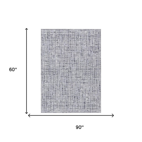 5x8 Abstract Ivory Gray Polyester Area Rug Washable Stain Resistant Indoor Outdoor