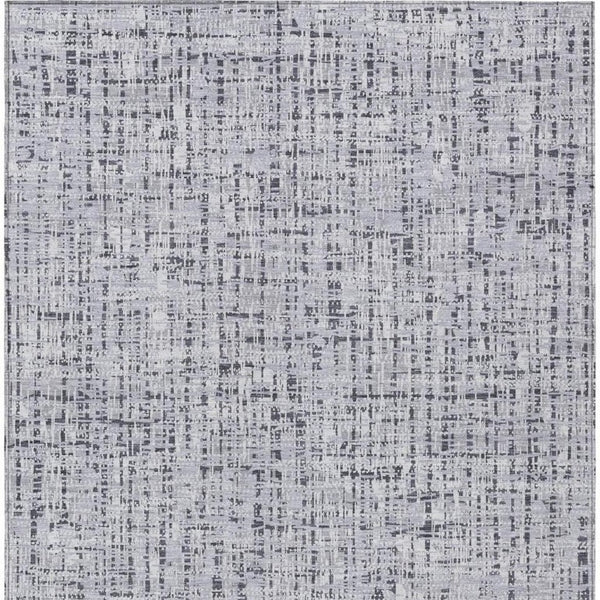 9x12 Ivory Gray Abstract Polyester Area Rug Washable for Indoor Outdoor Spaces