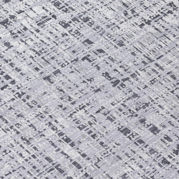 9x12 Ivory Gray Abstract Polyester Area Rug Washable for Indoor Outdoor Spaces