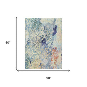5x8 Abstract Polyester Area Rug Washable Indoor Outdoor Stain Resistant Decor