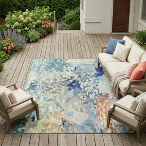 8 Ft X 10 Ft Abstract Polyester Area Rug Washable Stain Resistant for Patio