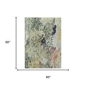 5 Foot X 8 Abstract Polyester Area Rug Washable Stain Resistant Indoor Outdoor
