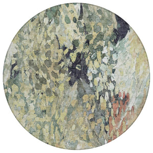 HomeRoots 8 Foot Round Abstract Polyester Area Rug Washable Geometric Indoor Outdoor Accent 739555