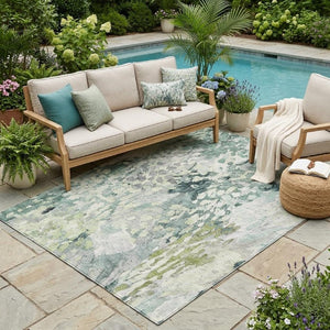 5 Ft X 8 Ft Abstract Polyester Area Rug Washable Stain Resistant Indoor Outdoor Use