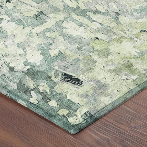 8x10 Mint Abstract Polyester Area Rug Washable Stain Resistant Indoor Outdoor Patio
