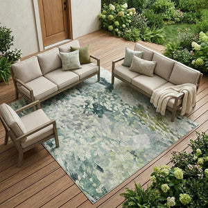 10 X 14 Abstract Polyester Indoor Outdoor Rug Stain Resistant Easy Care Patio
