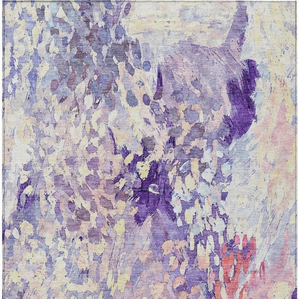 5x8 Abstract Purple Lavender Polyester Area Rug Washable Stain Resistant Indoor Outdoor