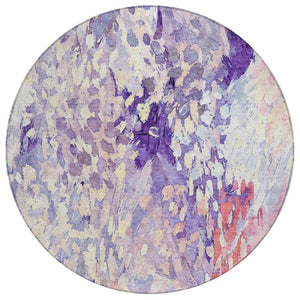 HomeRoots 8 Foot Round Abstract Polyester Area Rug for Patio Porch or Family Room Use 739573