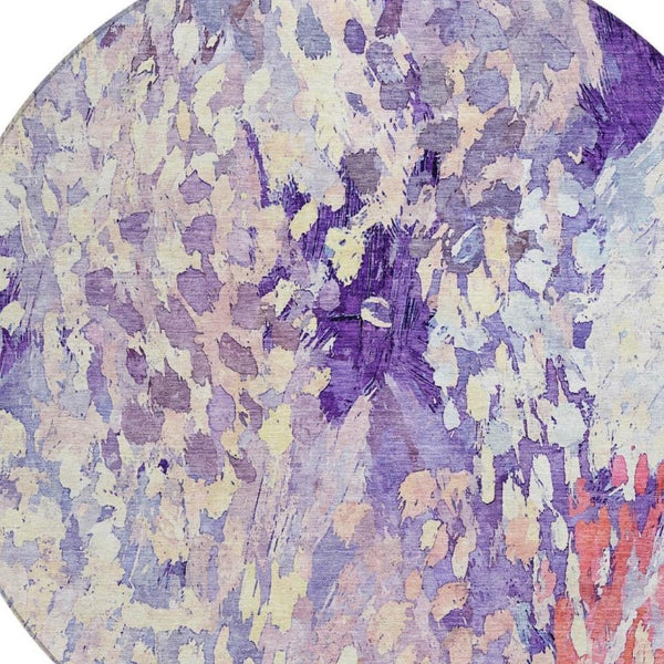 8 Foot Round Abstract Polyester Area Rug for Patio Porch or Family Room Use