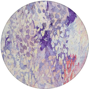 8 Foot Round Abstract Polyester Area Rug for Patio Porch or Family Room Use