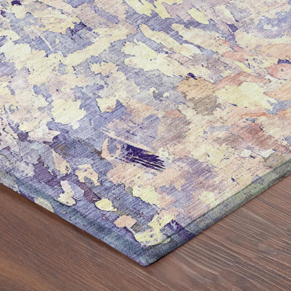 8 Foot Round Abstract Polyester Area Rug for Patio Porch or Family Room Use