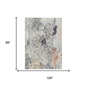 8x10 Abstract Pewter Gray Polyester Area Rug Washable Stain Resistant Indoor Outdoor