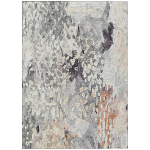 HomeRoots 9x12 Abstract Polyester Area Rug Washable Stain Resistant Indoor Outdoor Pewter Gray 739581