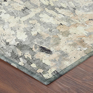 9x12 Abstract Polyester Area Rug Washable Stain Resistant Indoor Outdoor Pewter Gray