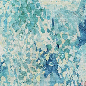9 X 12 Teal Aqua Abstract Polyester Area Rug Washable for Patio or Living Room