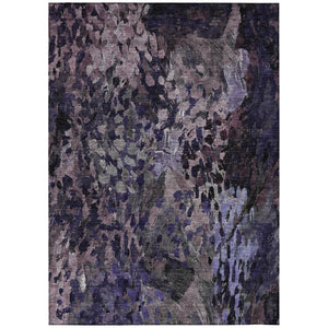 HomeRoots 9 X 12 Abstract Purple Polyester Area Rug Washable Stain Resistant Patio Porch 739599