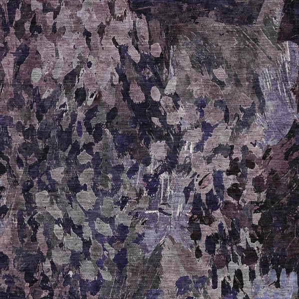 9 X 12 Abstract Purple Polyester Area Rug Washable Stain Resistant Patio Porch