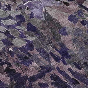 9 X 12 Abstract Purple Polyester Area Rug Washable Stain Resistant Patio Porch