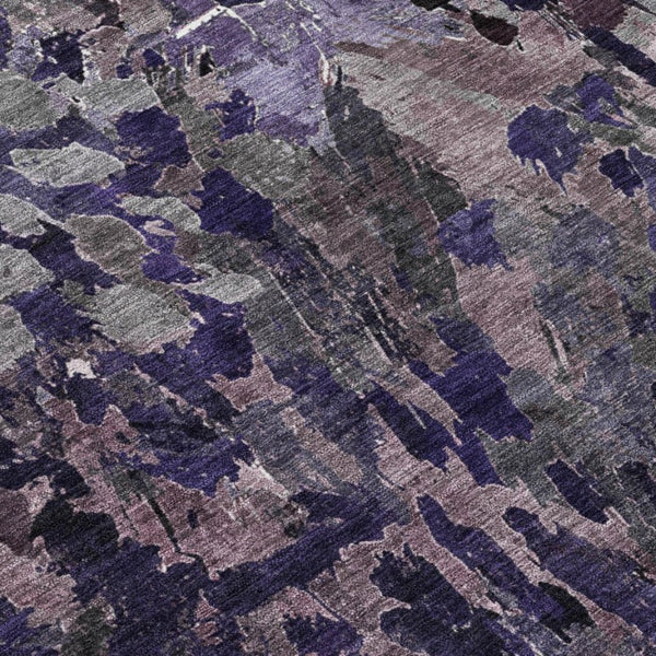 9 X 12 Abstract Purple Polyester Area Rug Washable Stain Resistant Patio Porch