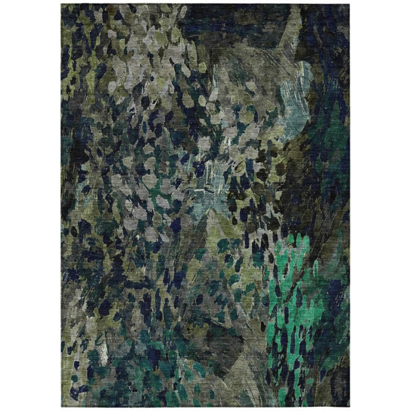 HomeRoots 9 X 12 Olive Abstract Polyester Area Rug Washable Stain Resistant Patio Living 739611