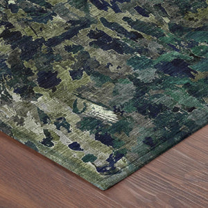 9 X 12 Olive Abstract Polyester Area Rug Washable Stain Resistant Patio Living