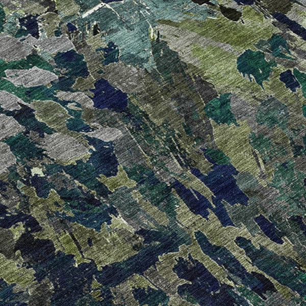 9 X 12 Olive Abstract Polyester Area Rug Washable Stain Resistant Patio Living