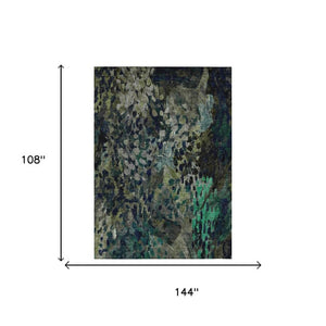 9 X 12 Olive Abstract Polyester Area Rug Washable Stain Resistant Patio Living