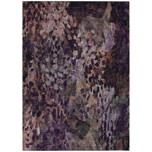 HomeRoots 8 X 10 Abstract Plum Polyester Area Rug Washable for Patio Porch or Living Room 739616